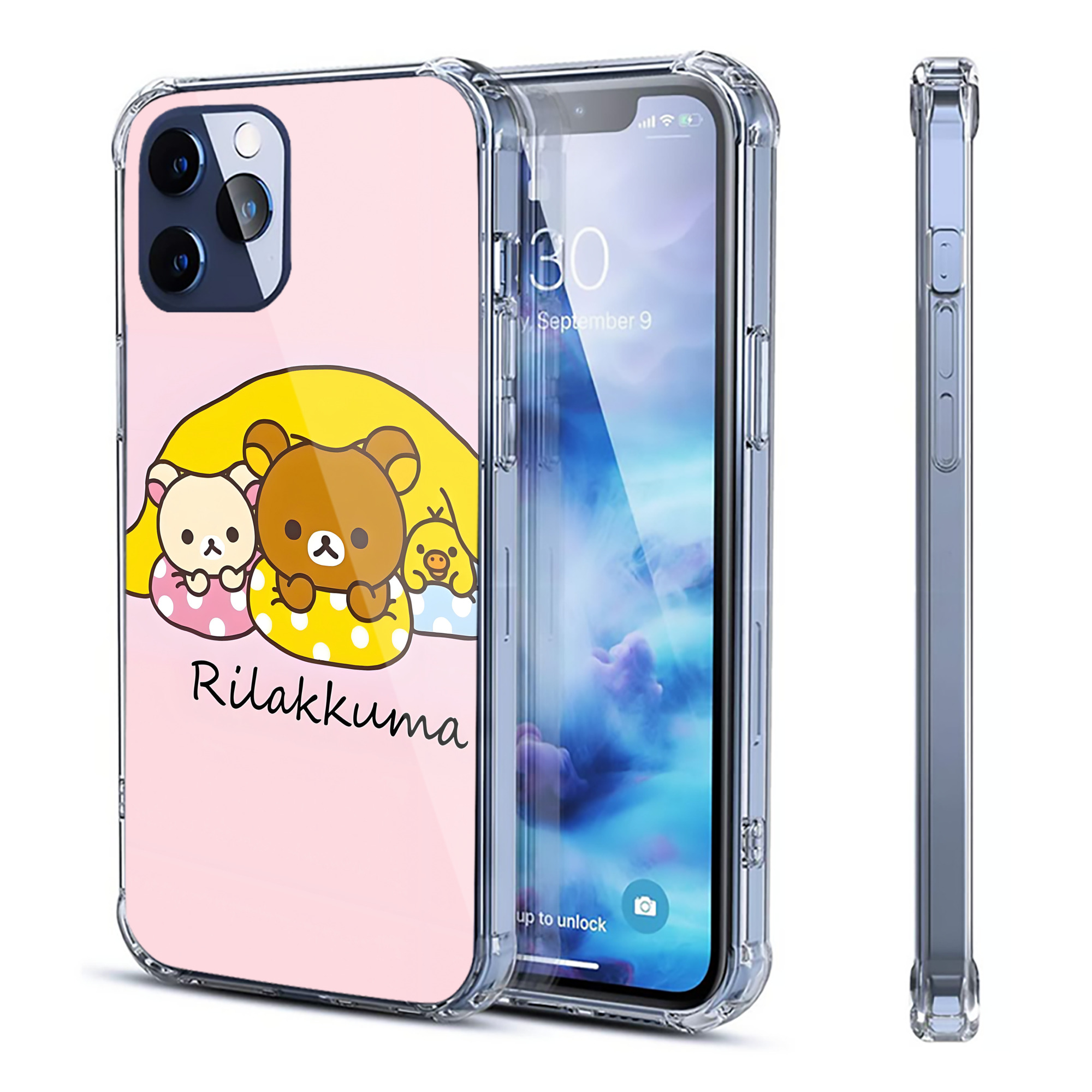 （画像用） リラックマ リラックマ キイロイトリ Rilakkuma Korilakkuma Kiiroitori 【iPhone 12シリーズ対応】透明スマホケース（クリアソフトケース）